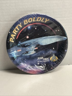 Vintage Star Trek The Next Generation Party Boldly Paper Plates  - 8 - 7'' per pk