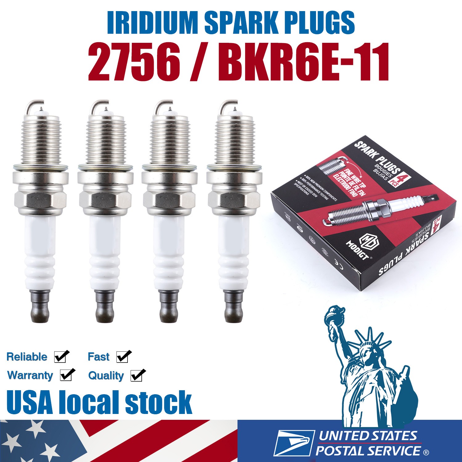 Set of 4 Genuine OEM 2756 Spark Plugs BKR6E11 for Toyota Lexus Acura Dodge Kia