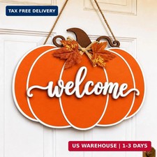 Fall Door Decor Pumpkin Door Hanger, Wooden Fall Welcome Sign for Home