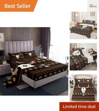 Twin Size Unique Bull Skull Bedding Set - Soft Bohemian Style with 1 Pillowcase