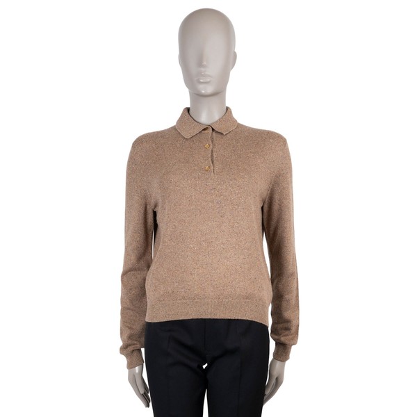 72531 Auth LORO PIANA cinnamon brown silk 2024 COLONNO POLO Sweater 38 XS