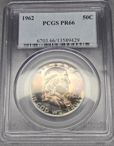 Terminally Toned 1962 Franklin Half Dollar Silver Proof PCGS PR66