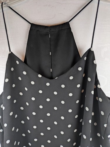 Express schwarz mit weißen Tupfen Tank Stil A Spaghettiträger Top Gr. Small - Bild 2 von 3