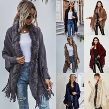Sweater women's autumn and winter fur collar shawl cardigan sweater jacket