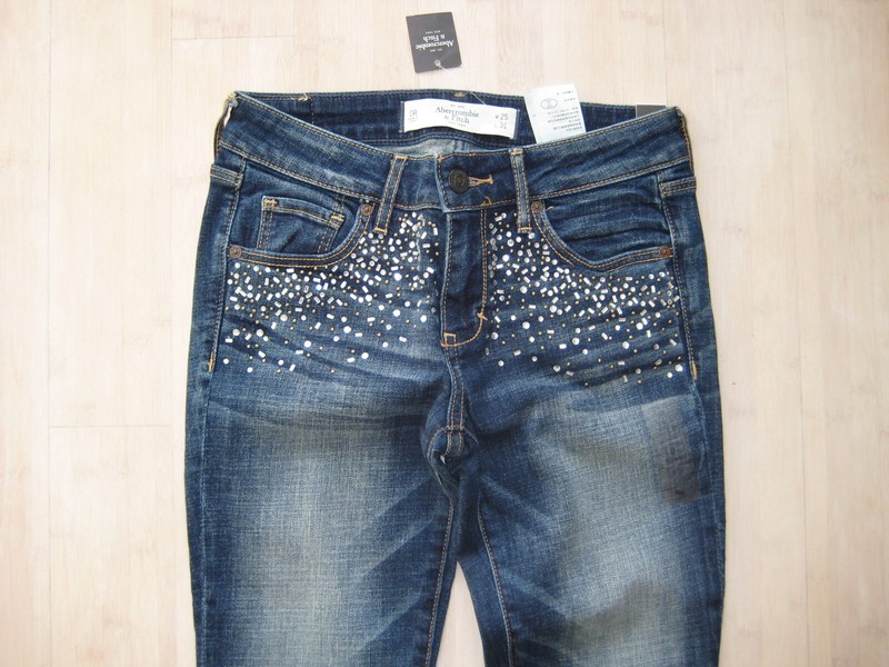 NWT RARE ABERCROMBIE Fitch EMBELLISHED WOMENS Low RISE SUPER SKINNY JEANS 0 w25