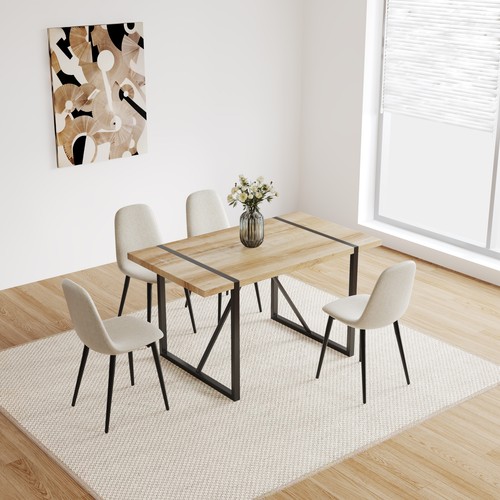 Modern For Dining Chair Set of 4 Linen Upholstered Spoon Shape Accent Chairs - Picture 6 of 12