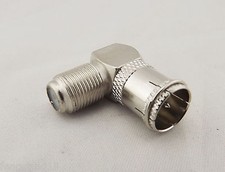 1x Quick F TV Male To F Female In Series Right Angle Coax RF Adapter Connector
