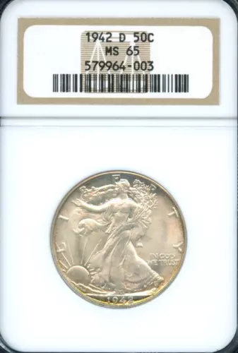 NGC - Walking Liberty Half Dollar - 50c - 1942 D - MS 65
