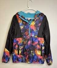 Lands End Kid  s Fleece lined Pullover Black With Cosmic Blocking XXL