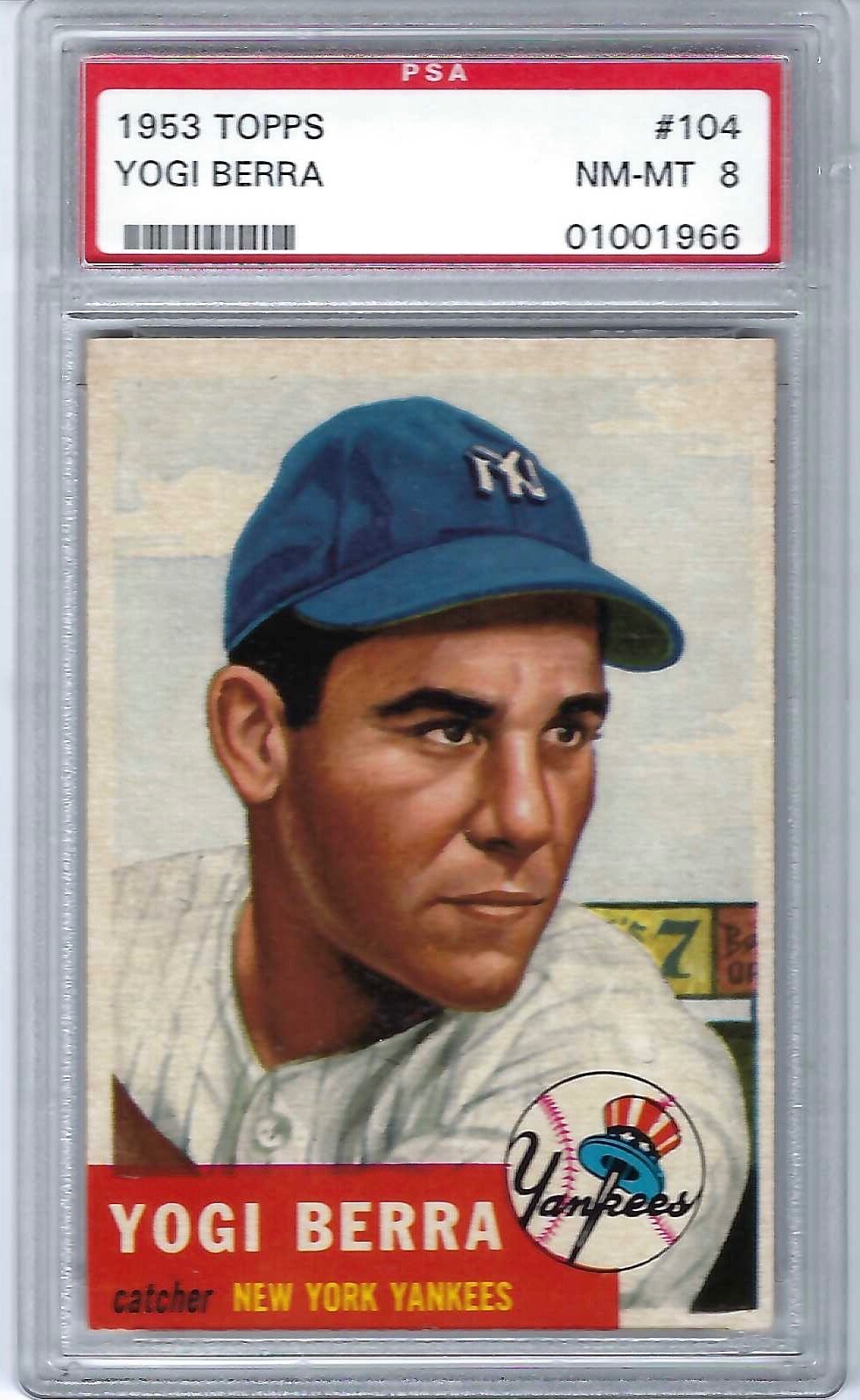 1953 TOPPS Yogi Berra New York Yankees Card # 104 PSA NM-MT - 8