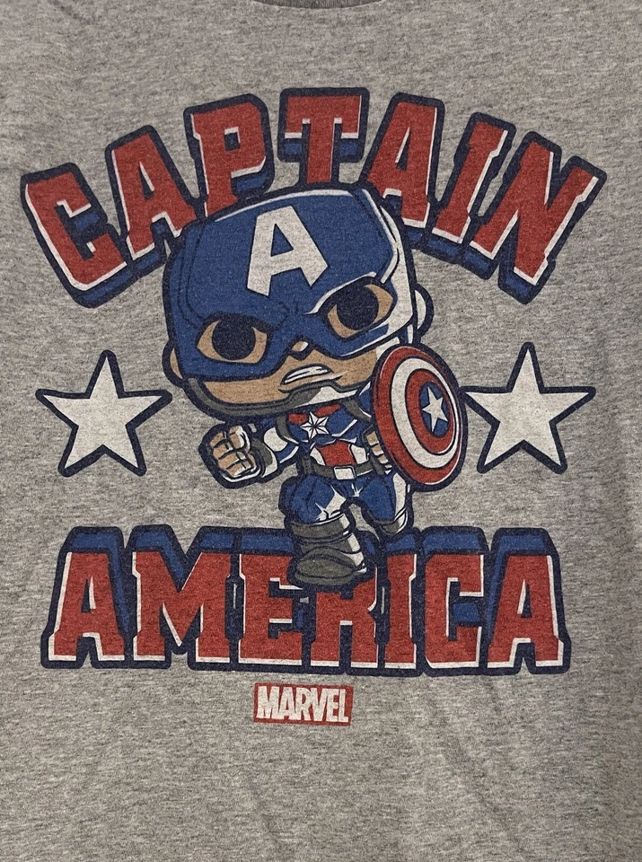 Marvel Kids Boys Superhero Captain America Crewneck Short Sleeve Shirt Gray XS - Image 2 of 4