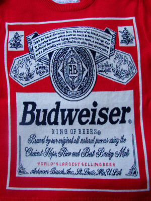 Men's Budweiser King of Beers Red Intarsia Acrylic Blend Sweater
