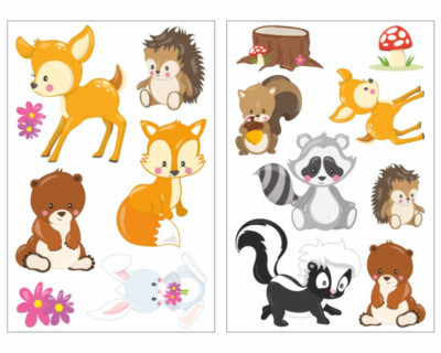Samunshi 15-tlg Süße Waldtiere Wandtattoo Set Kinderzimmer Baby  3 Größen