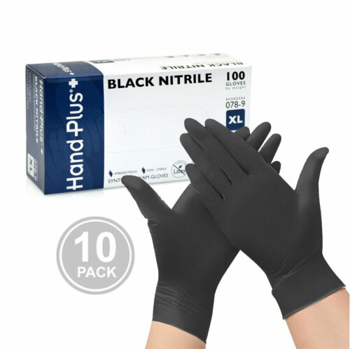 1000pcs Black XL Disposable Nitrile Gloves , Powder Free Latex Free Exam 10x100