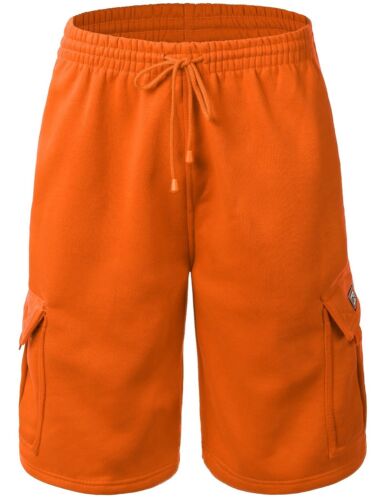 Mens CARGO SWEAT SHORTS Fleece Basic Light Comfy Elastic Drawstring 5 Pockets - Picture 29 of 56