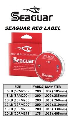 SEAGUAR RED LABEL Fluorocarbon Fishing Line 6lb 200 YARDS FREE USA