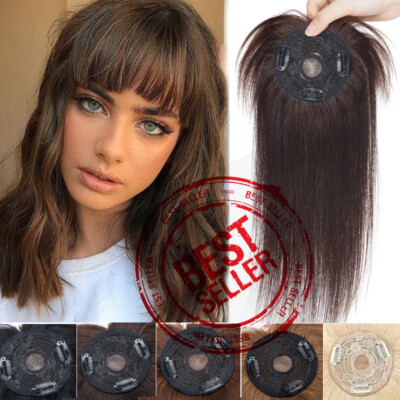 150% Remy Human Clip In Hair Topper Hairpiece with Bangs For  display picture 1