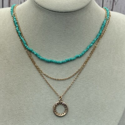 Gemma Simone Rose Gold Aqua Beaded Lariat Necklace NEW IN BOX