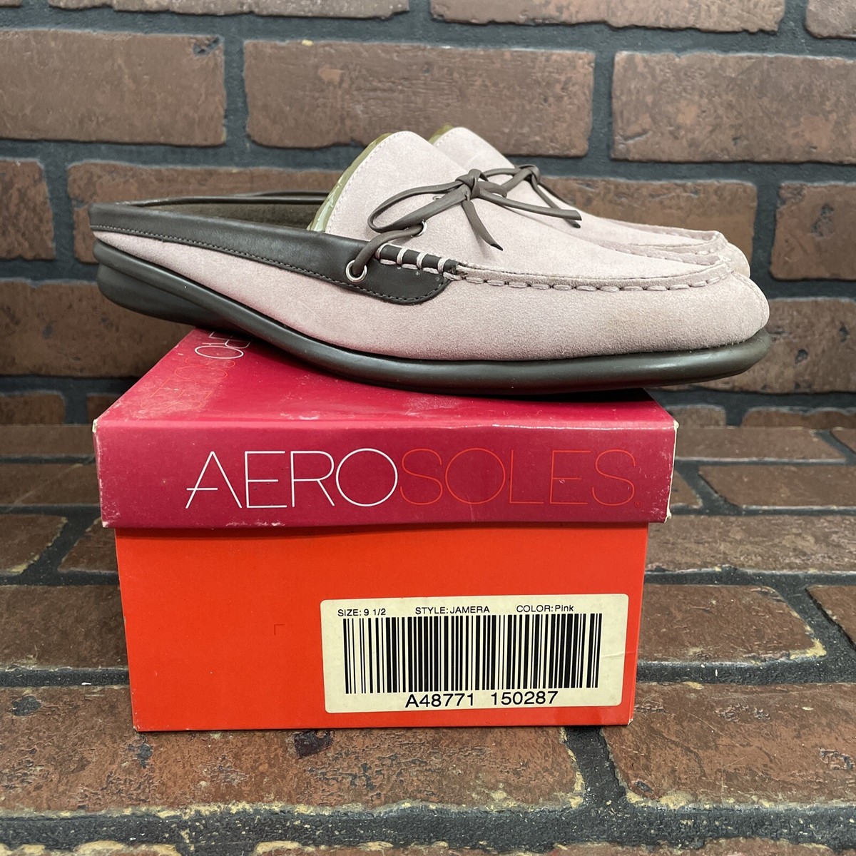 Aerosoles Jamera Leather Suede Slip On Mules Leather Trim And Bow