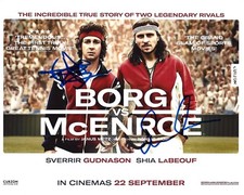 SHIA LEBEOUF SVERRIR GUDNASON DUAL SIGNED BORG/MCENROE MOVIE 8x10 PHOTO C W/COA