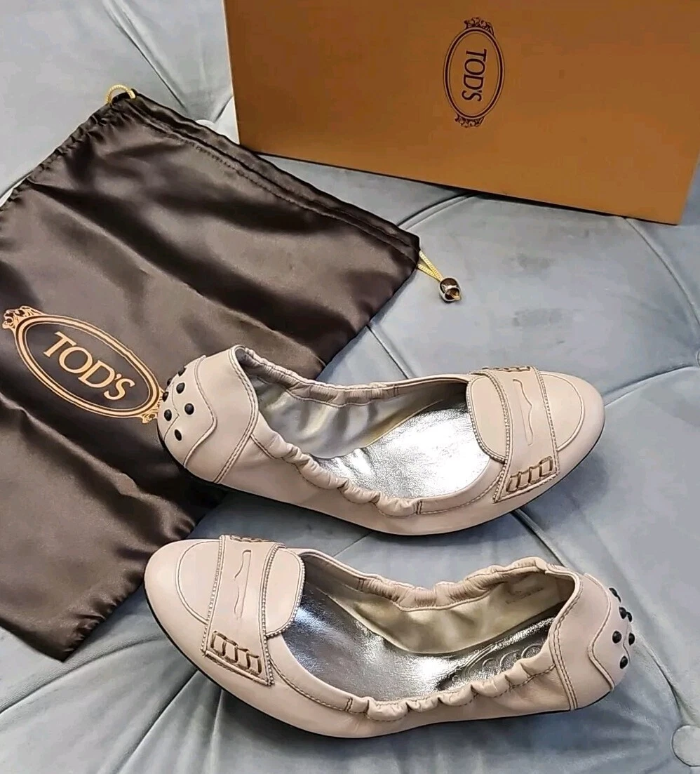 TOD’S Mocassini da donna Tod's Tods beige in pelle piatti Dee penny 36 6 nuove