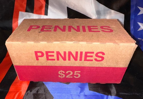 SEALED PENNY BOX 50 ROLLS POSSIBLY CONTAINS 2025 LINCOLN CENT DATE STAMP MAR 19