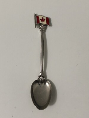 Whistler British Columbia Souvenir Spoon Canada Maple Leaf Flag Silver Tone