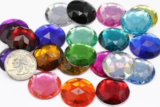 25mm Flat Back Round Acrylic Jewels Plastic Rhinestones 20 Pieces - 21 Colors