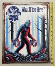 Pabst Blue Ribbon PBR Tin Sign Aluminum Bigfoot Garage Bar Man Cave 16 X 12.5