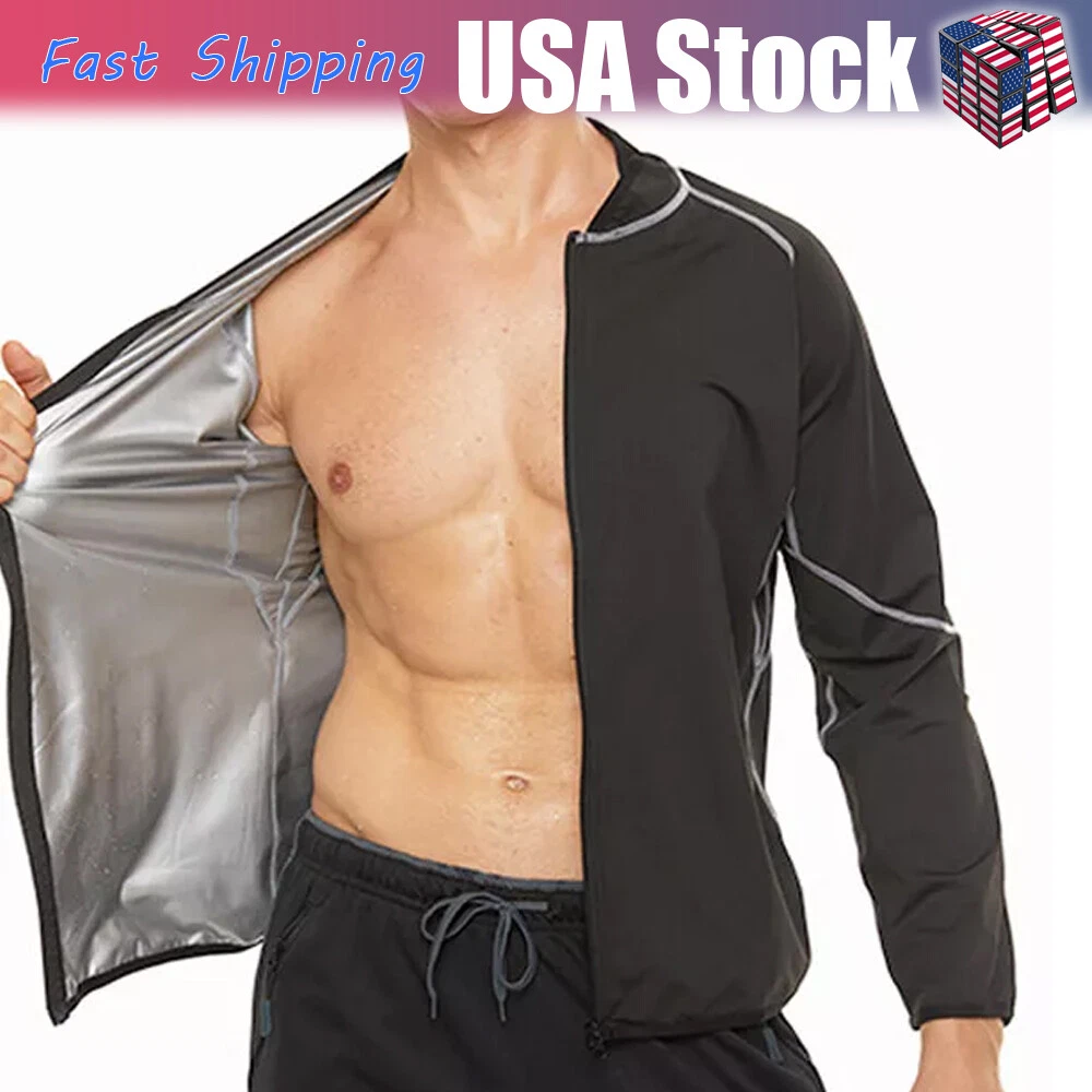 Men's Sauna Suit Heat Trapping Fat Burning Sweat Slimming Body Shaper Jacket