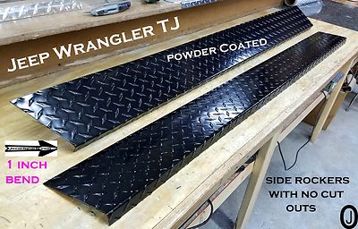 Fits Jeep Wrangler TJ Powder Coated Alum Diamond Plate Rockers 1'' bend no cut 