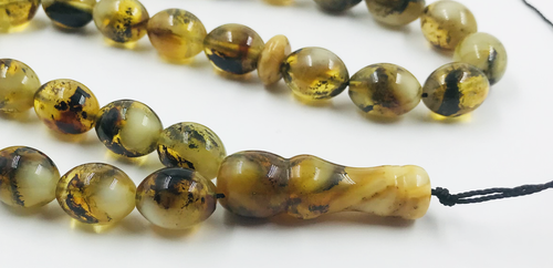 Islamische 33 Gebetsperlen Natur Baltischer Bernstein Tasbih Tasbeeh gepresst... - Bild 2 von 6