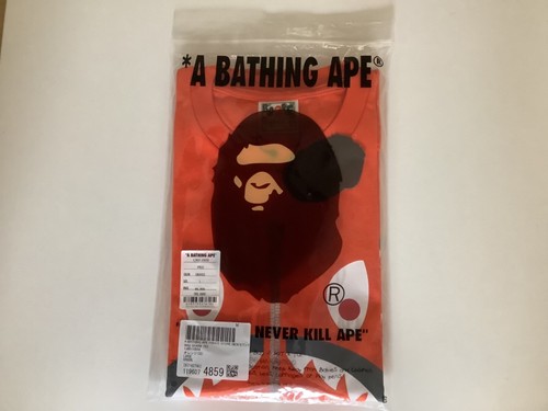 Authentic a bathing ape bape mad shark tee t shirt men’s L orange new - Picture 7 of 7