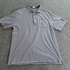 Johnnie O Polo Shirt Mens Size Large Blue White Striped Hangin Out Short Sleeve