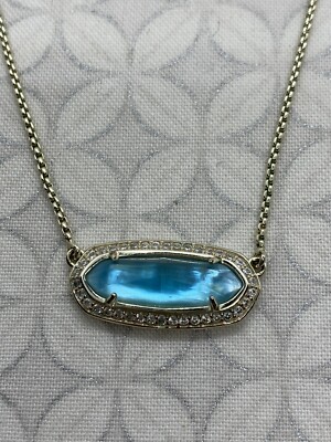 Kendra Scott Gold Annika Necklace London blue CZ Crystals Halo