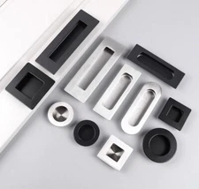 Flush Recessed Pocket Sliding Door & Cabinet Rectangular Pull Handles Knobs 