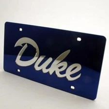 Duke Blue Devils Inlaid Acrylic License Plate - Blue Mirror Background