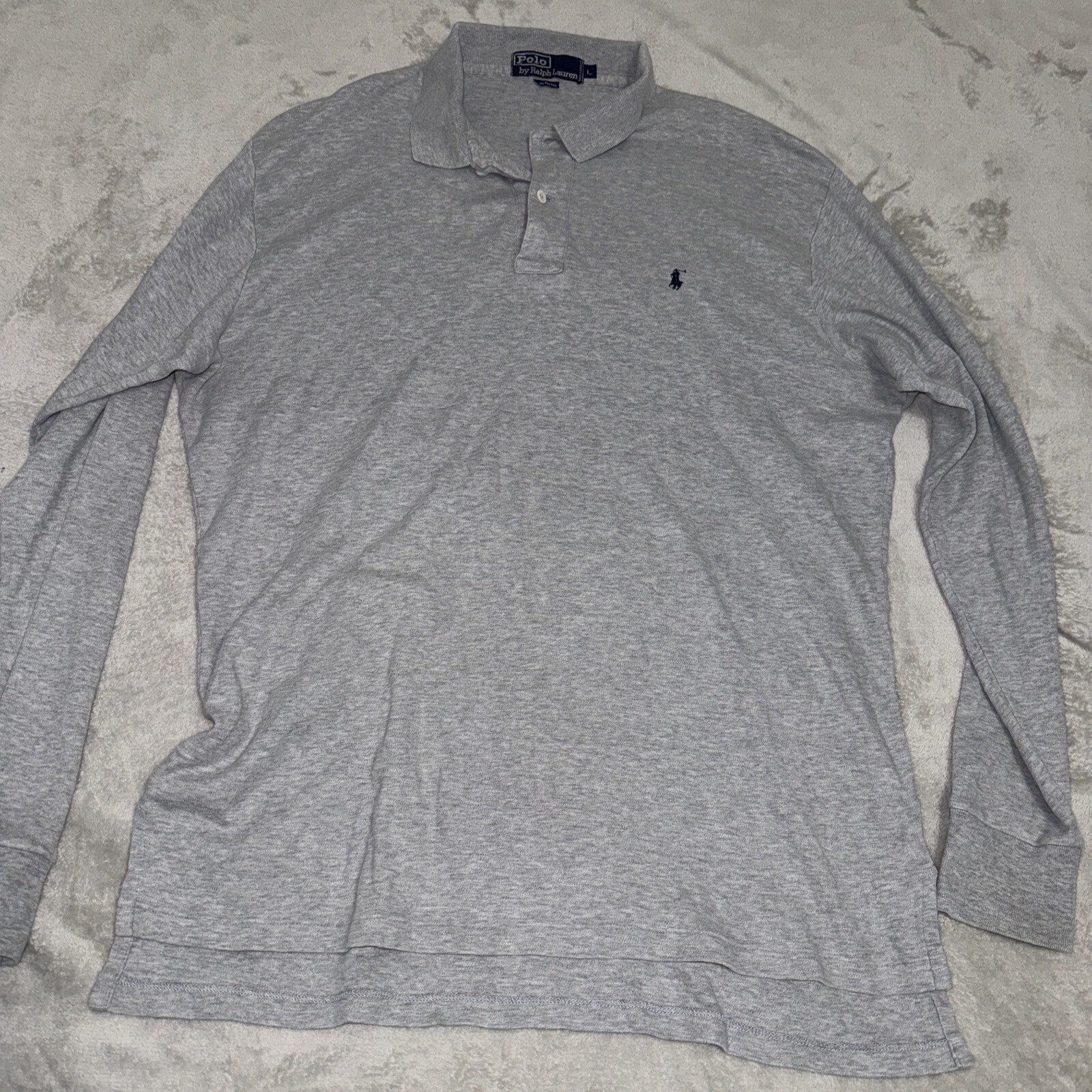 Polo Ralph Lauren Camicia Uomo L Grigio Manica Lunga Pony Logo Preppy Golf