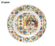 x Servizio Piatti Set 12 Pezzi Piatto Piano In Melammina 23cm Caltagirone dfh