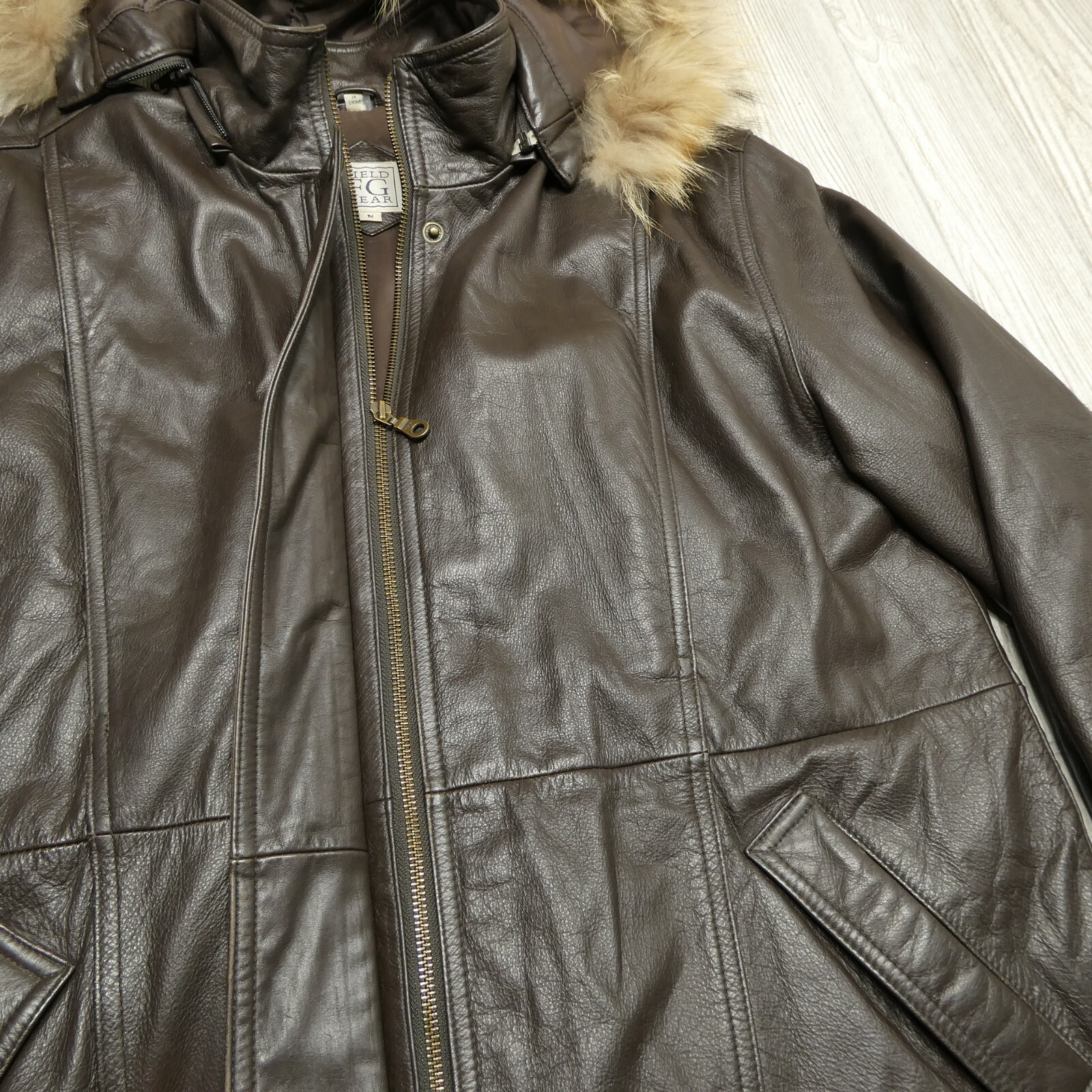 Field Gear FG Leather Jacket Adult Medium Brown Hoode… Gem