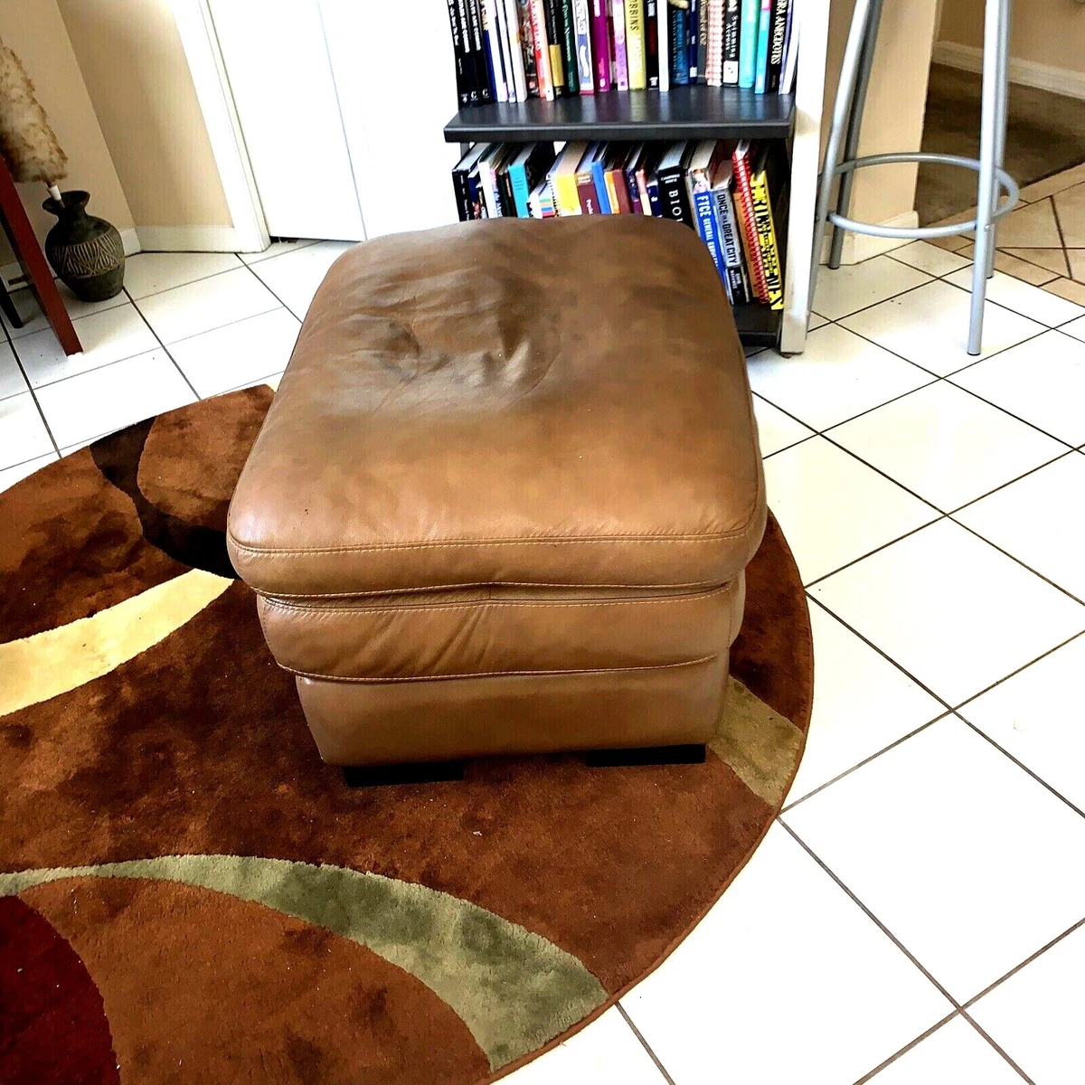 Upholstered 2024 leather ottoman