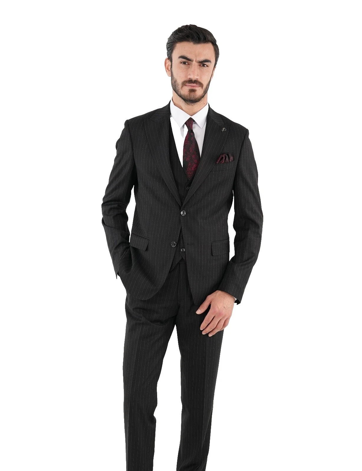 Trajes y Blazers italiano de Rayas Negro para Hombres