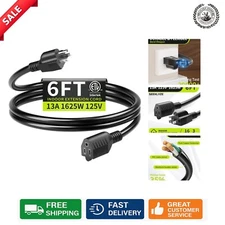 Flexible 6FT Indoor Extension Cord, 3-Prong Power Cable for Laptops & Appliances