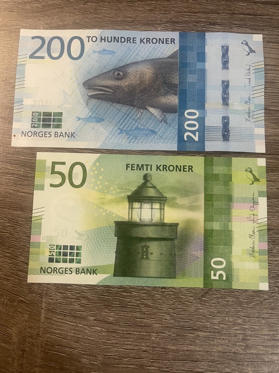 50+200 Norwegian Kroner Banknote. 2 Bills Norway NOK Circulated  Notes.50-200 NOK | eBay