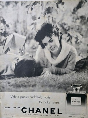 1959 Chanel No. 5 Perfume when poetry starts to make sense vintage Romance ad