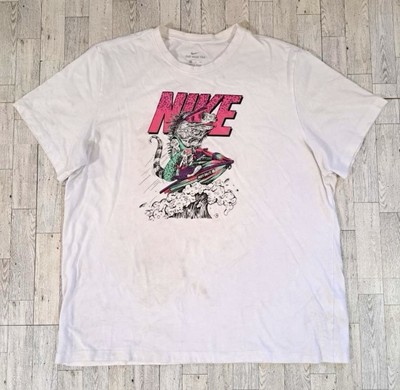 Men's Y2K Nike Beack Lizard Jetskii White Graphic T Shirt Size XXL