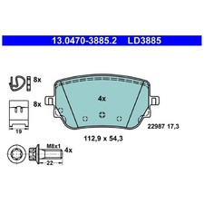 Satz Bremsbeläge Bremsklötze hinten für Mercedes A-Klasse V177 W177 | 2409529