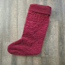 Pottery Barn Channel Quilted Velvet LARGE Christmas Stocking RED NWT 24.5"