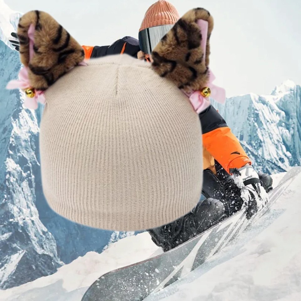 Knitted Snowboard Helmet Cover Knitted Ski Helmet Cover With Animal Ears -  Cute Snowboard Helmet Accessory For Kids, Teens, Adults Elastic Helmet Cover  For Kids