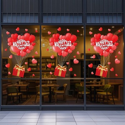 Rotes Herz doppelseitige Fensterklammern 2er Pack für Valentinstag Dekoration